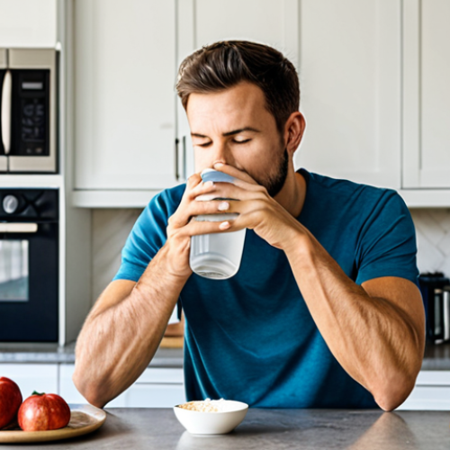 Home 7 A calm individual in professional hiking attire, sitting at a clean kitchen counter, sipping water from a reusable bottle and eating a light, healthy breakfast of oats. The scene is bright and airy, reflecting a sense of mindful preparation before a mountain hike. Fully clothed, modest clothing, appropriate attire, professional dress, perfect anatomy, correct proportions, natural pose, well-formed hands, proper finger count, natural body proportions, safe for work, appropriate content, family-friendly, high quality photography, serene atmosphere.
